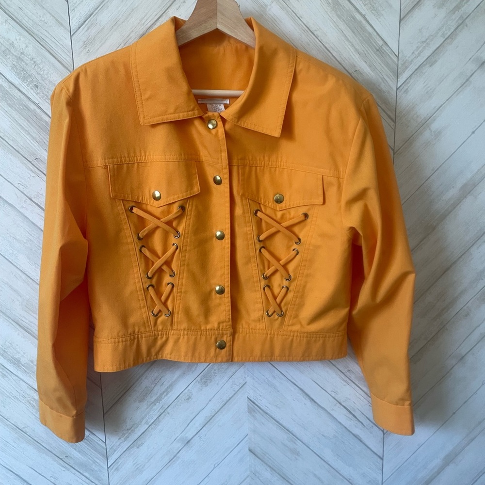Orange Women's Jacket with Lace-Up Detail